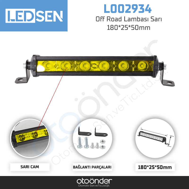 Off Road Lambası Sarı 180*25*50mm