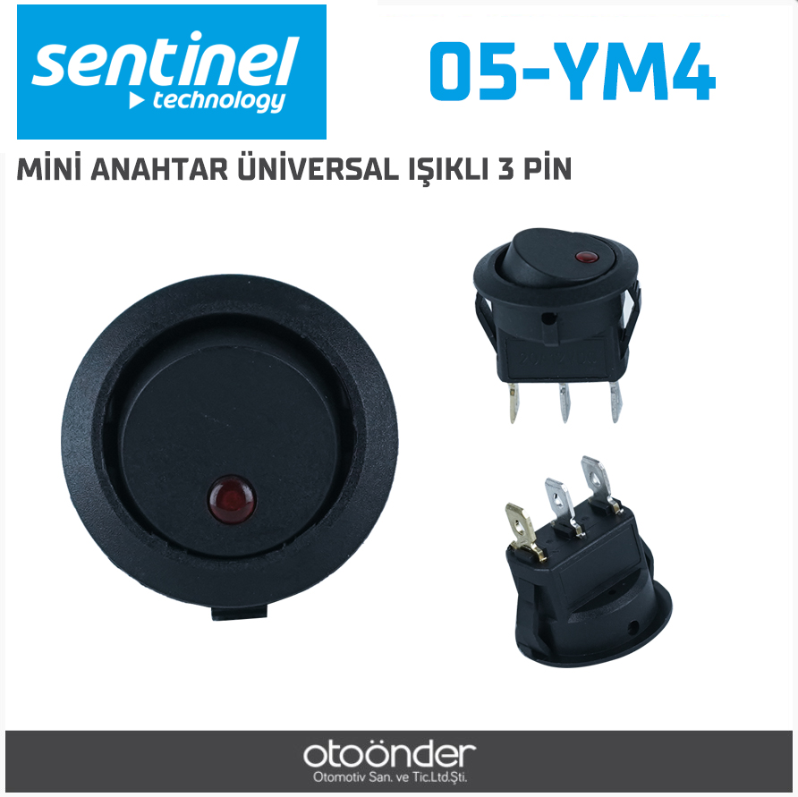 MİNİ ANAHTAR YUVARLAK  IŞIKLI 3 PİN