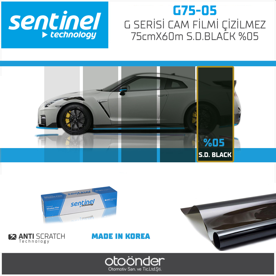 G SERİSİ CAM FİLMİ ÇİZİLMEZ 75cmX60m S.D.BLACK %05