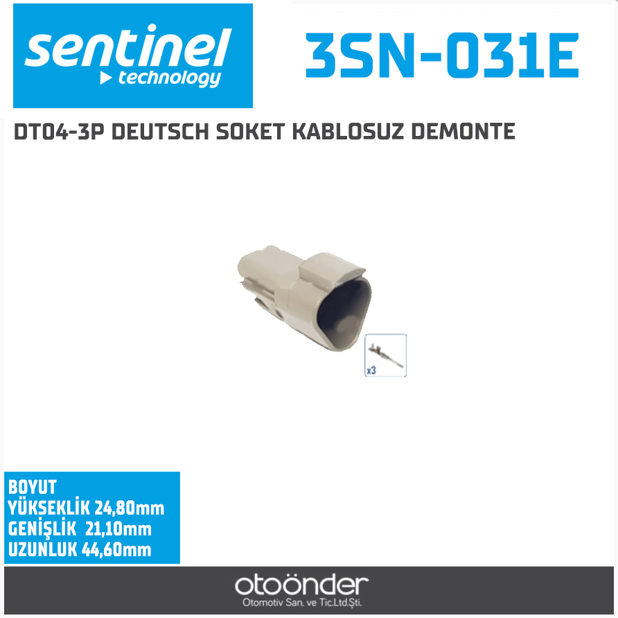 DT04-3P DEUTSCH SOKET KABLOSUZ DEMONTE
