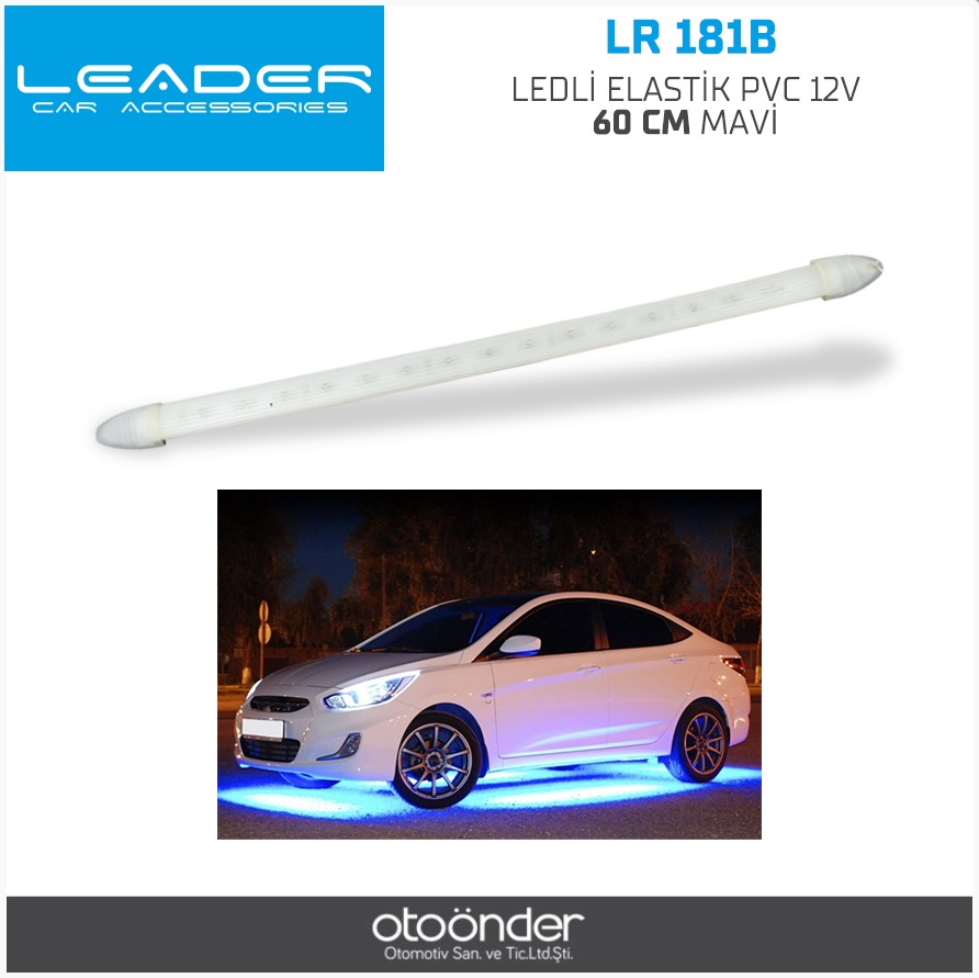 LEDLİ ELASTİK PVC 12V 60CM MAVİ