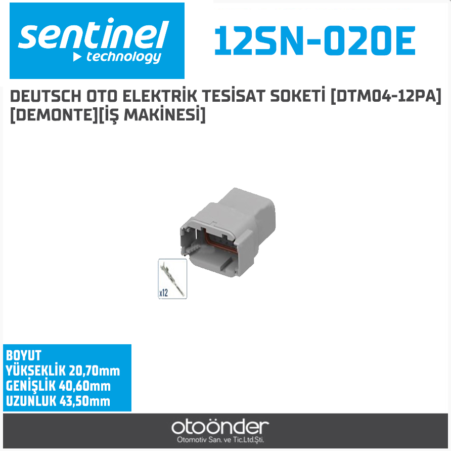 DEUTSCH OTO ELEKTRİK TESİSAT SOKETİ [DTM04-12PA]. [DEMONTE][İŞ MAKİNESİ]