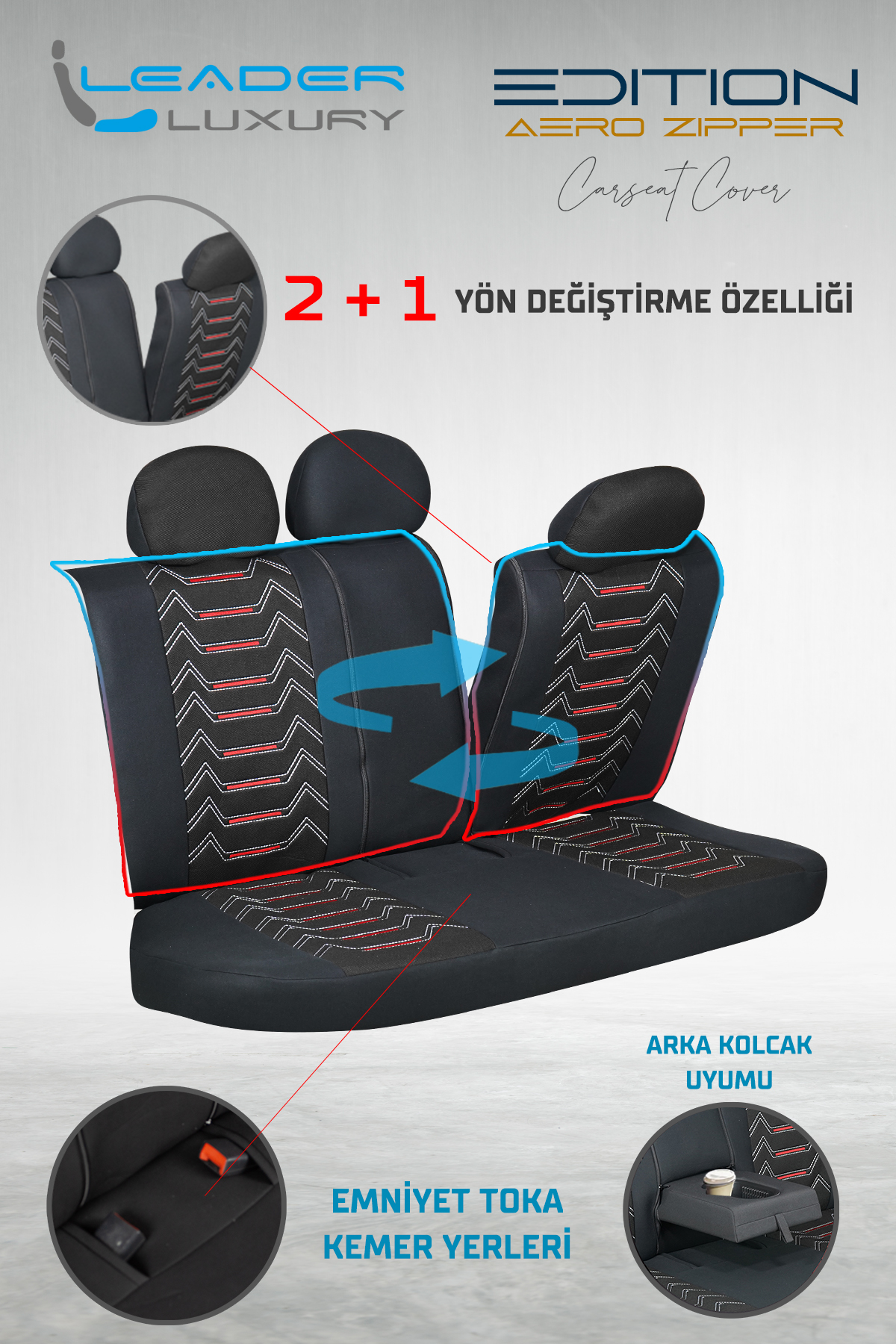 EDİTİON NAKIŞ KETEN OTO KILIFI FERMUARLI. DARK SİYAH