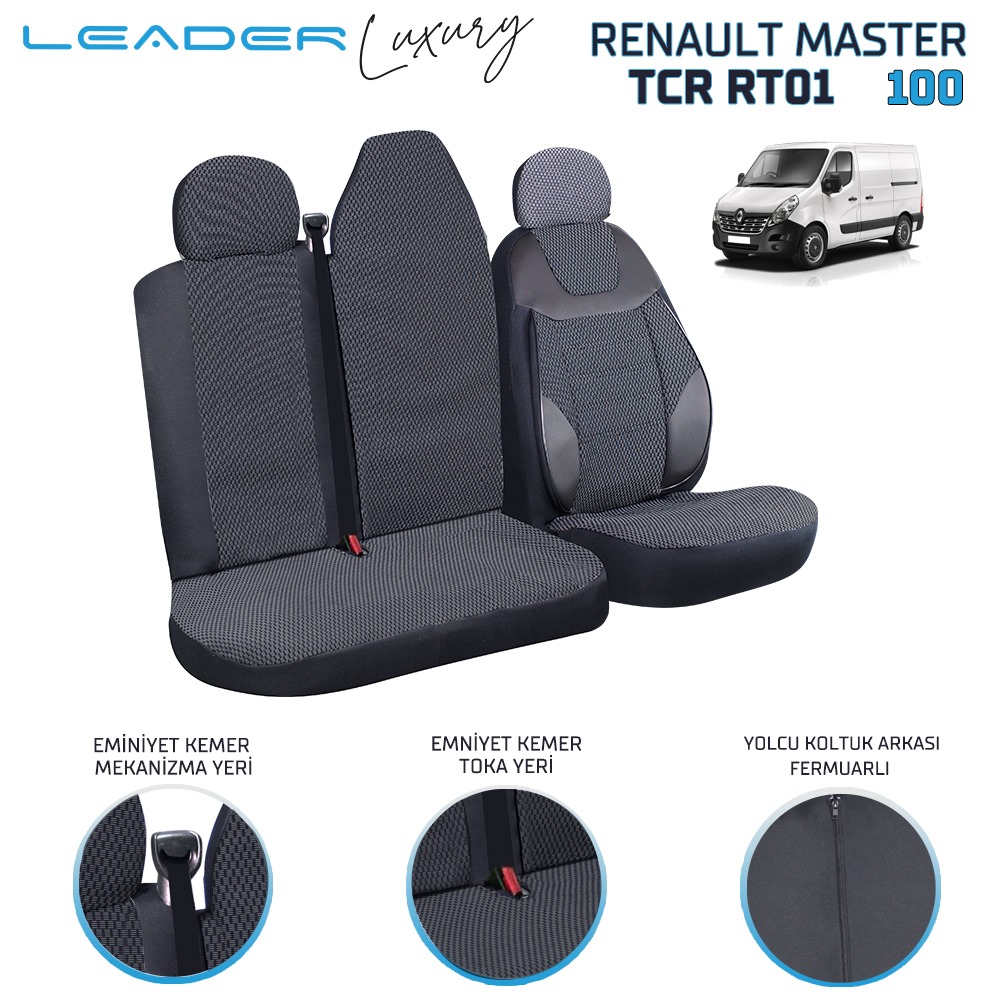 RENAULT MASTER TİCARİ OTO KILIFI SİYAH LEADER 2+1