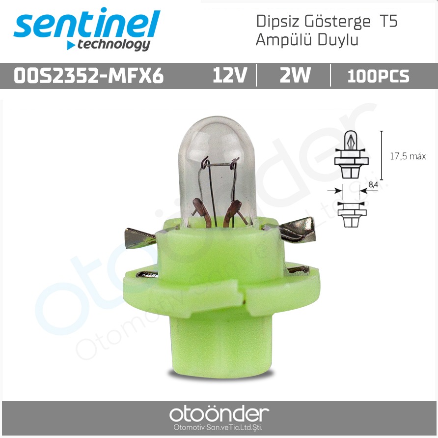 Dipsiz Gösterge T5 Ampülü Duylu 12v 2w YEŞİL