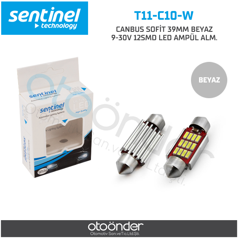 CANBUS SOFİT 39mm BEYAZ 12 SMD 9-30V LED AMPÜL