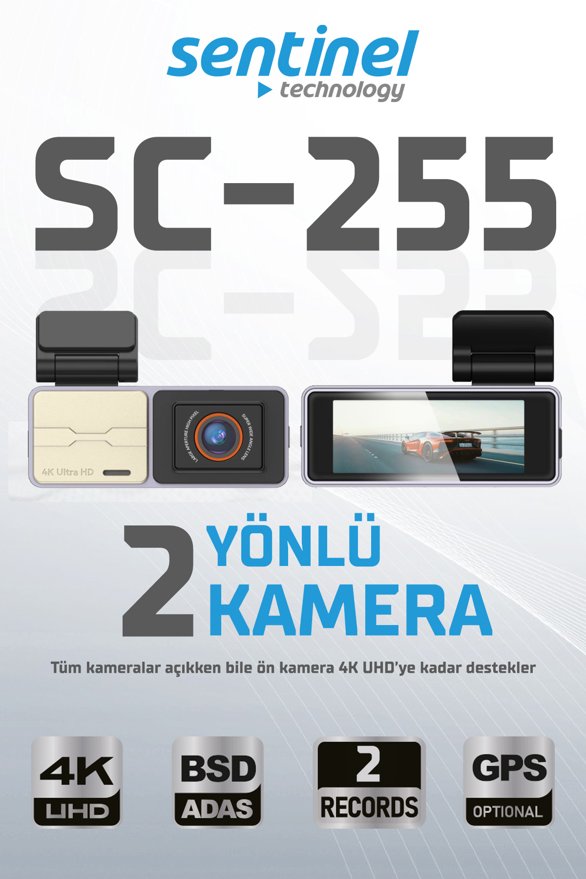 KAYIT CİHAZI 4K 3.2" DOKUNMATİK EKRAN 2 KAMERALI