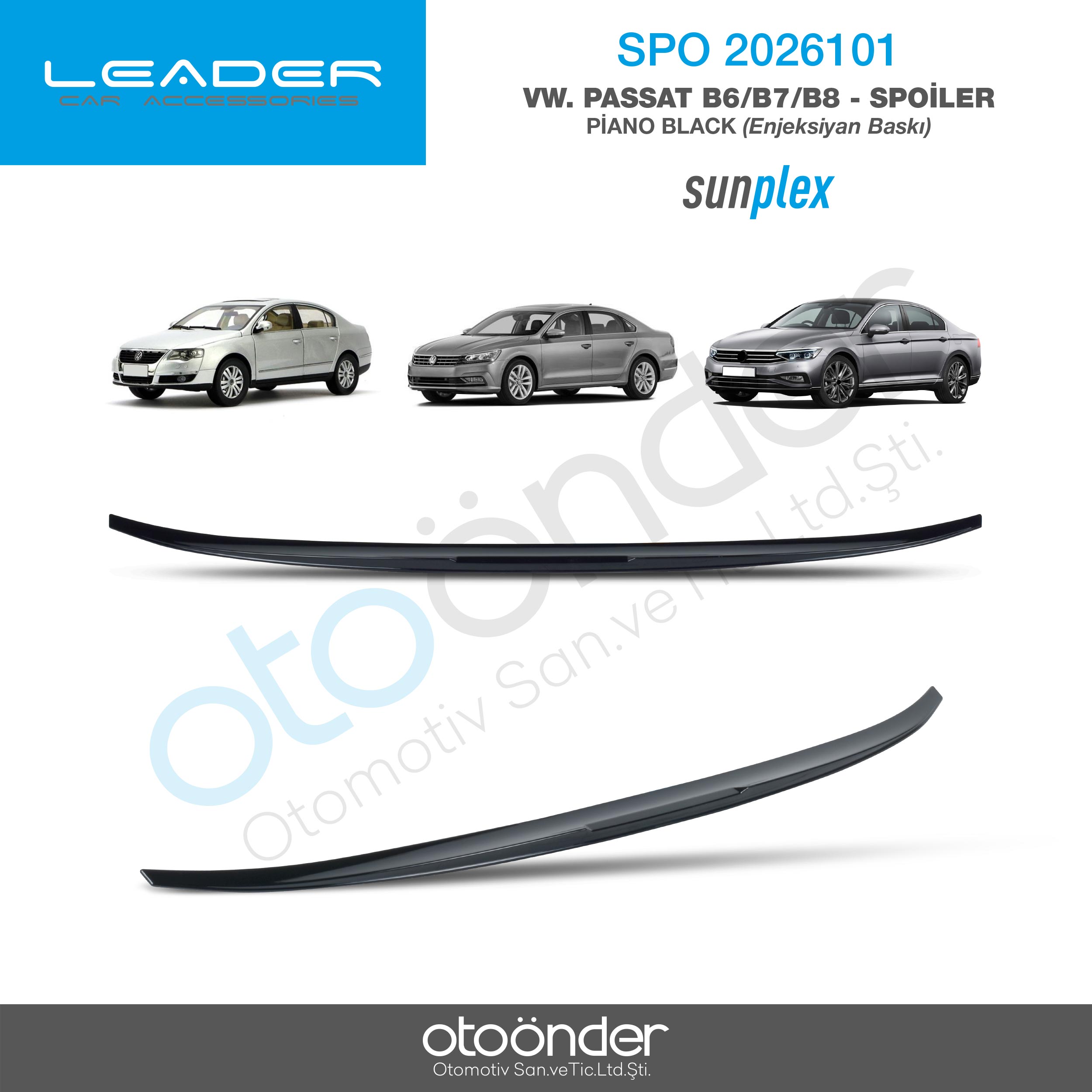 VW PASSAT B6 B7 B8  2006-2022 SPOİLER PİANO BLACK(ENJEKSİYON BASKI)