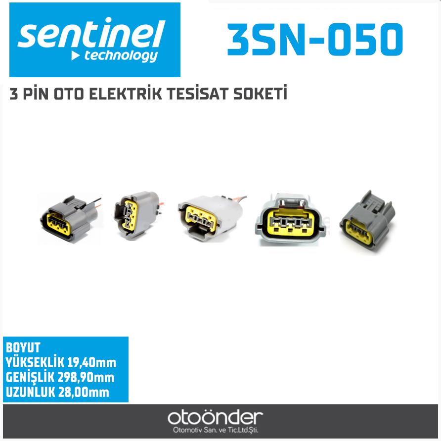 3 PİN OTO ELEKTRİK TESİSAT SOKETİ