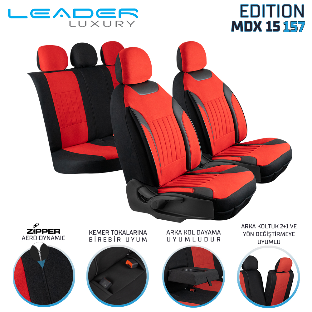 EDİTİON TAY TÜYÜ OTO KILIFI FERMUARLI. KIRMIZI