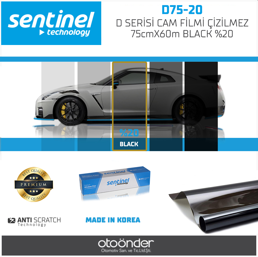 D SERİSİ CAM FİLMİ ÇİZİLMEZ 75cmX60m BLACK %20