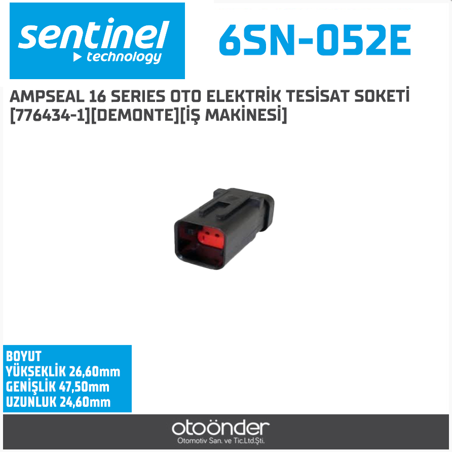 AMPSEAL 16 SERIES OTO ELEKTRİK TESİSAT SOKETİ [776434-1][İŞ MAKİNESİ]