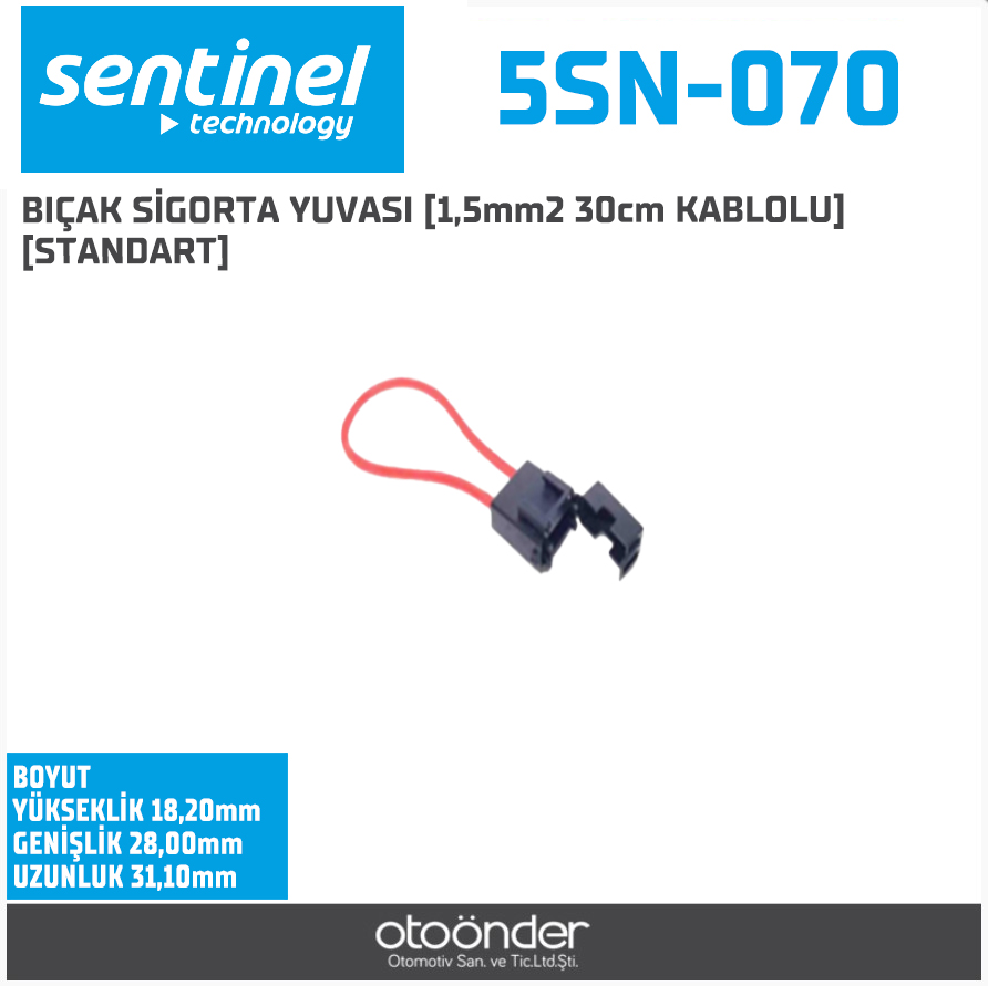 BIÇAK SİGORTA YUVASI  1,5mm2 30cm KABLOLU