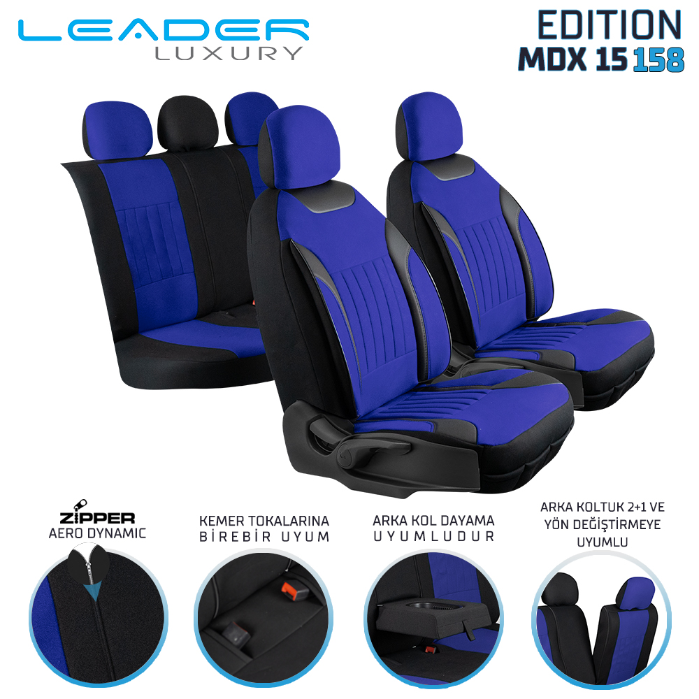 EDİTİON TAY TÜYÜ OTO KILIFI FERMUARLI. MAVİ