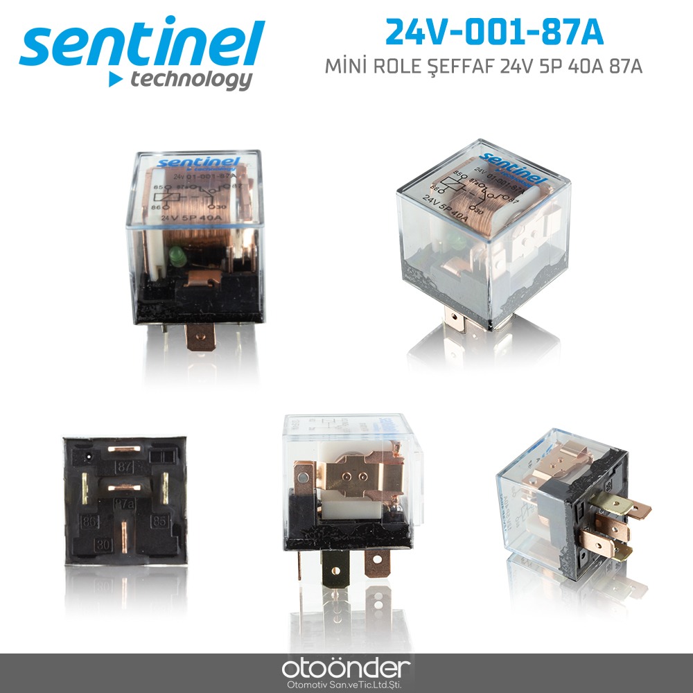 MİNİ ROLE ŞEFFAF 24V 5P 40A 87a