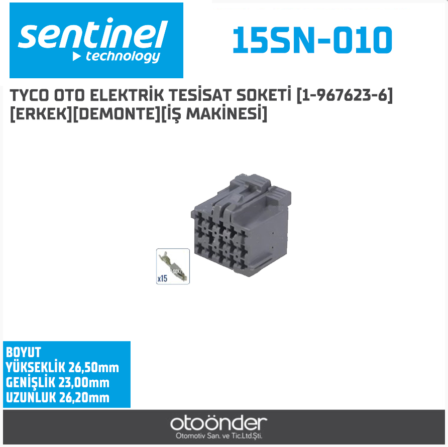 TYCO OTO ELEKTRİK TESİSAT SOKETİ [1-967623-6]. [ERKEK][DEMONTE][İŞ MAKİNESİ]