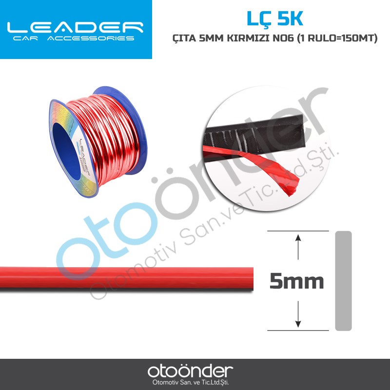 ÇITA  5MM KIRMIZI NO6 (1 RULO=150MT)