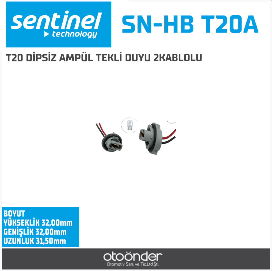 T20 DİPSİZ AMPÜL TEKLİ DUYU 2KABLOLU