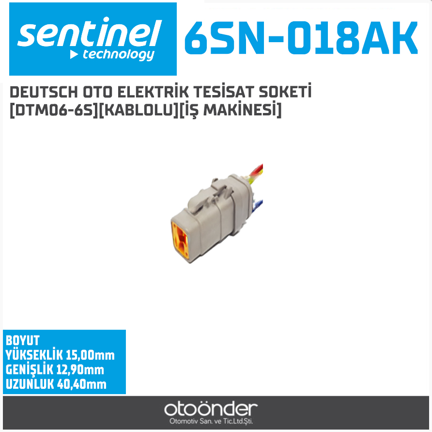 DEUTSCH OTO ELEKTRİK TESİSAT SOKETİ [DTM06-6S][KABLOLU][İŞ MAKİNESİ]