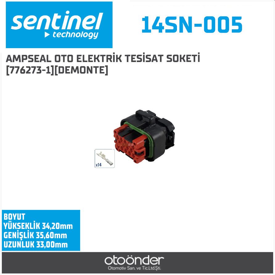 AMPSEAL OTO ELEKTRİK TESİSAT SOKETİ [776273-1]. [DEMONTE]