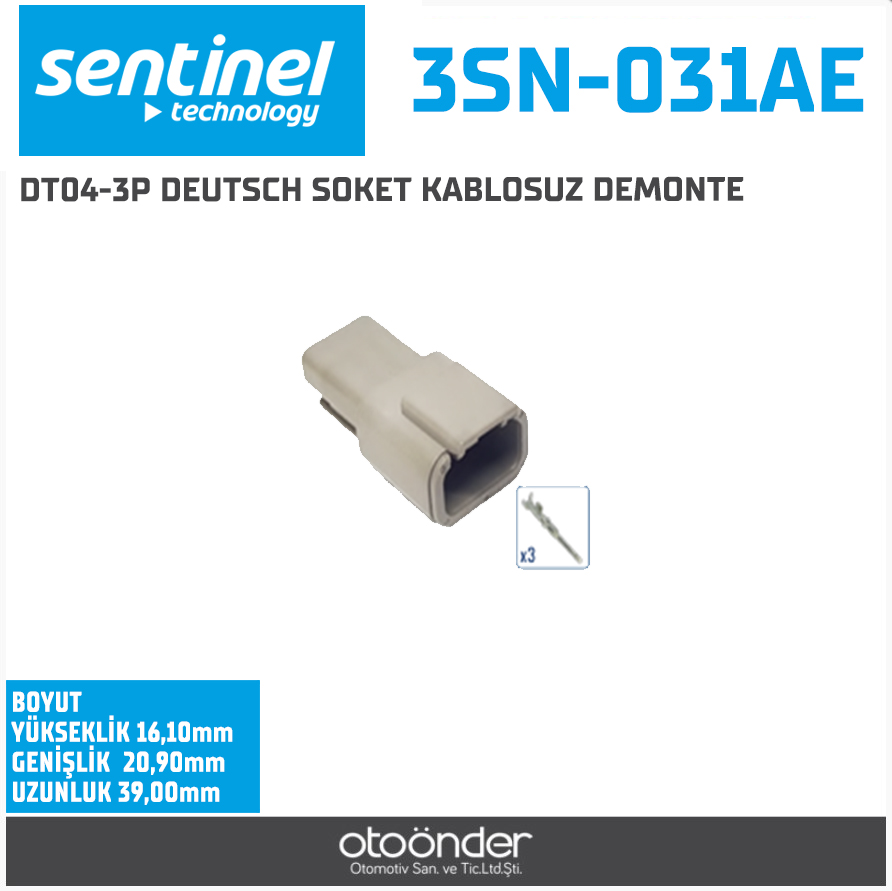 DT04-3P DEUTSCH SOKET KABLOSUZ DEMONTE