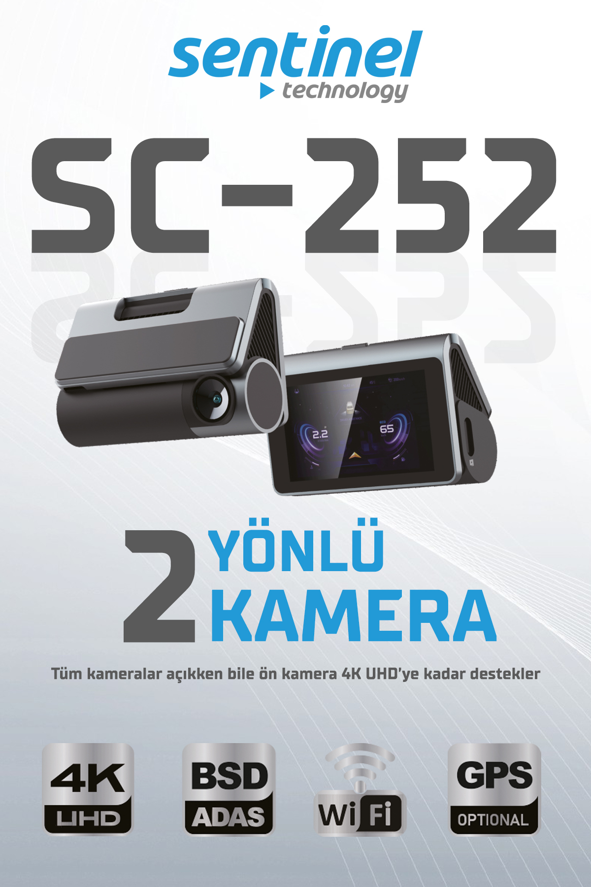 KAYIT CİHAZI 4K 3" DOKUNMATİK EKRAN 2 KAMERALI