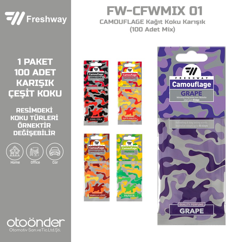 CAMOUFLAGE Kağıt Koku Karışık ( 100 Adet Var )Fresh Way