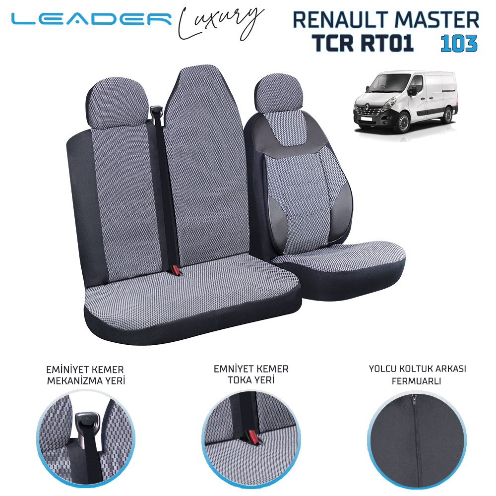 RENAULT MASTER TİCARİ OTO KILIFI FÜME LEADER 2+1