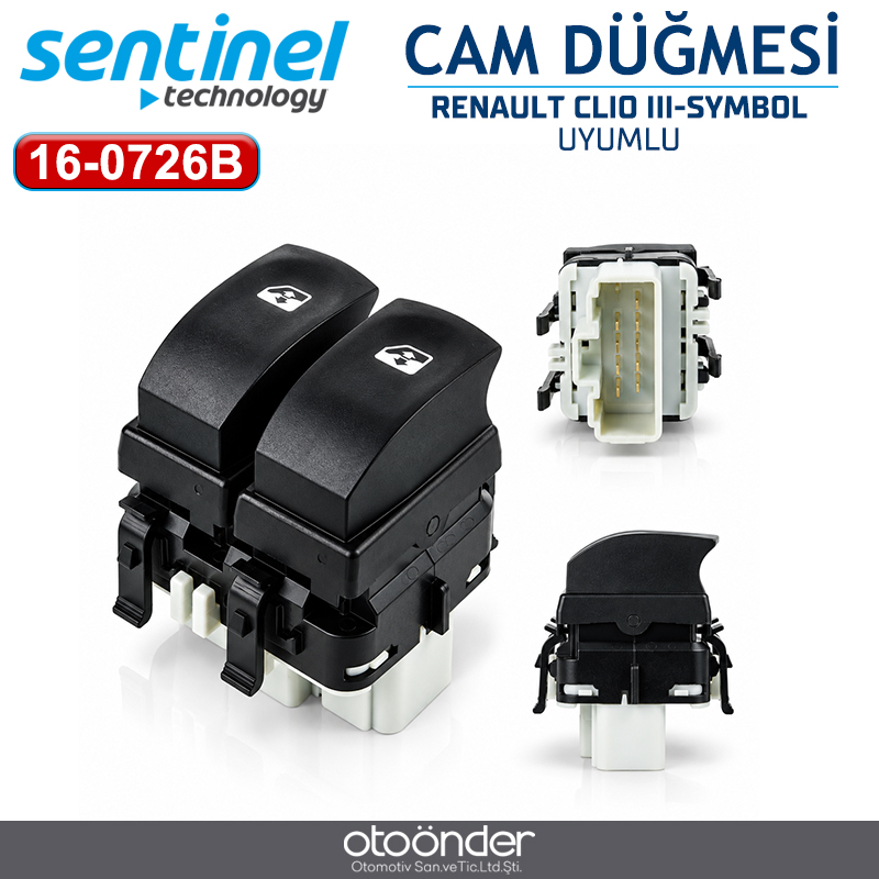 CAM ANAHTARI RENAULT CLIO III-SYMBOL SOL SİYAH-GRİ10 FİŞ