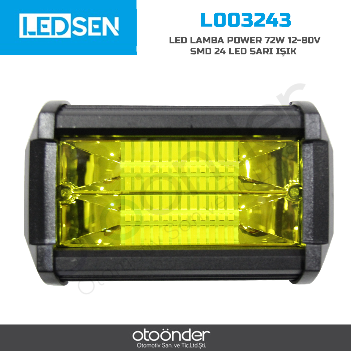 LED LAMBA POWER 72W 12-80V SMD 24 LED SARI IŞIK135X80X65mm