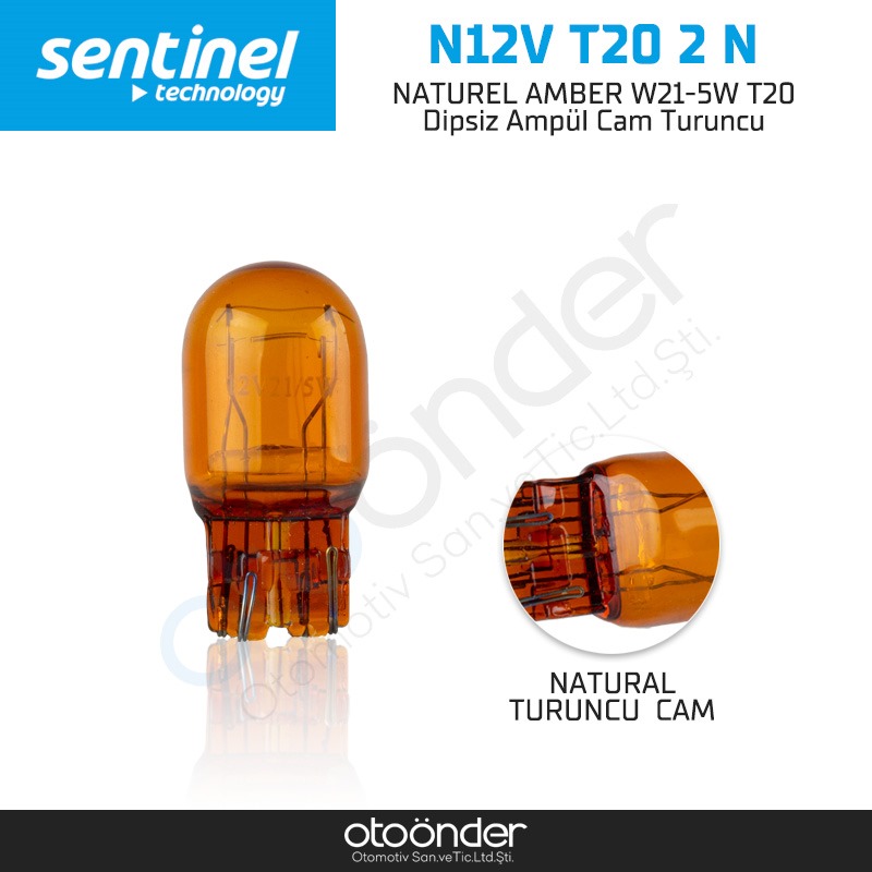 NATUREL ( CAM ) AMBER W21-5W T20 TURUNCU. Dipsiz Ampül