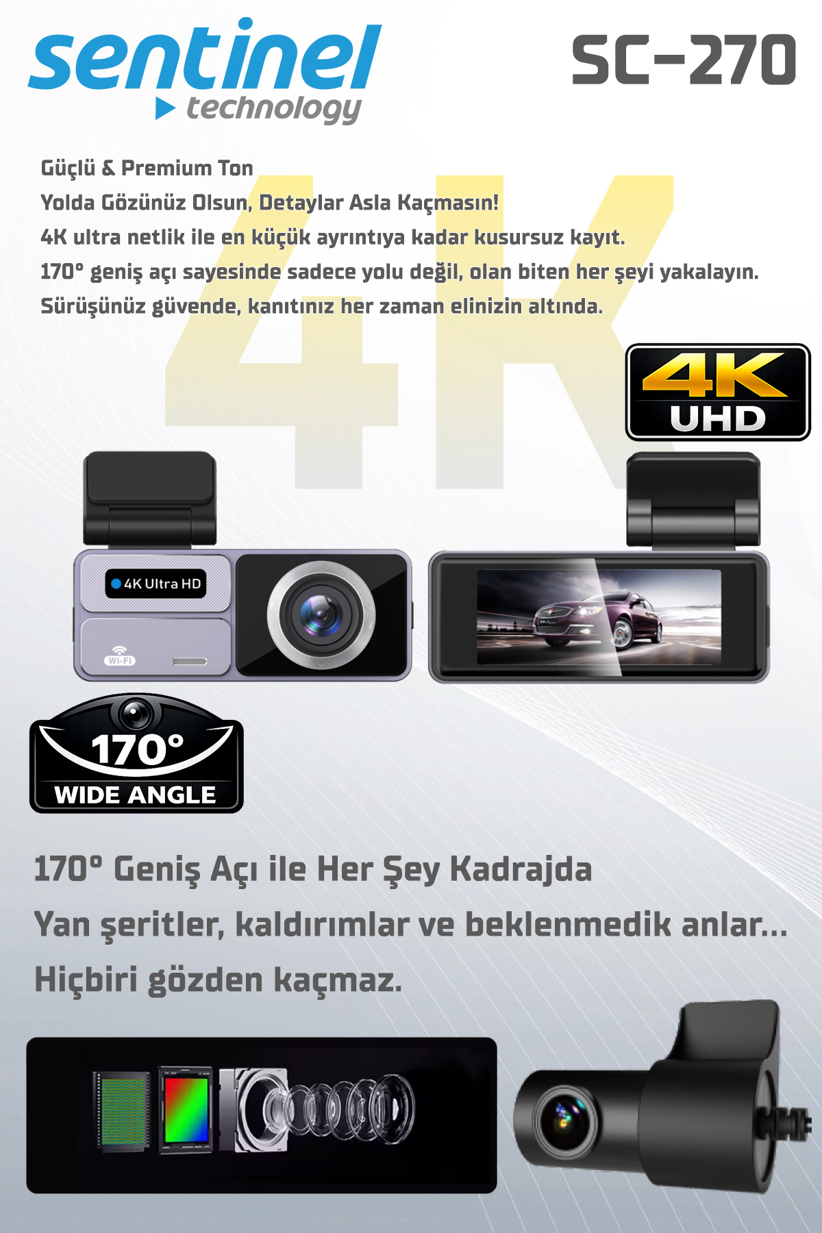KAYIT CİHAZI 4K 3.2" DOKUNMATİK EKRAN 2 KAMERALI