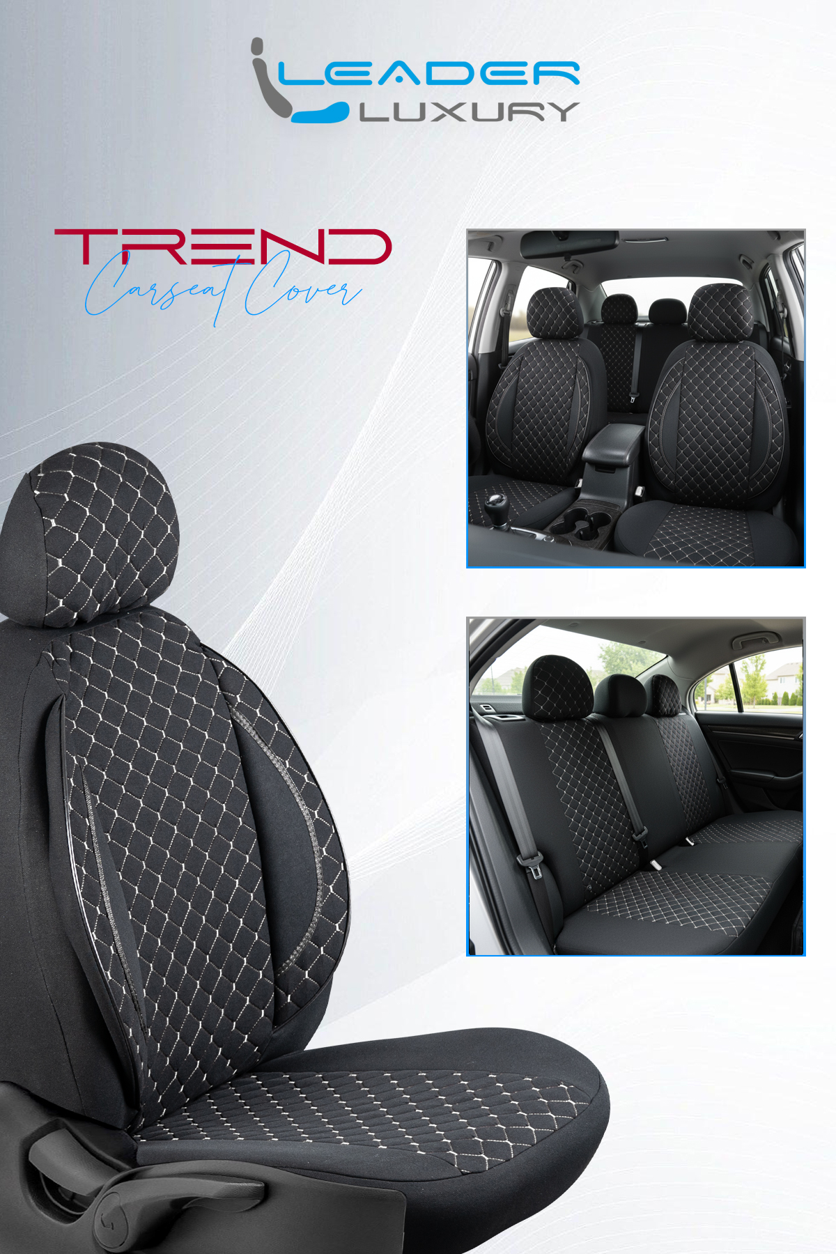 TREND OTO KILIFI STANDART SİYAH ; NAKIŞ BEYAZ