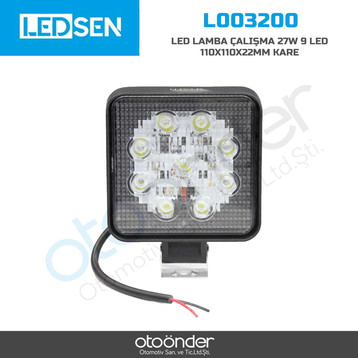 LED LAMBA ÇALIŞMA 27W 9 LED 110X110X22MM KARE