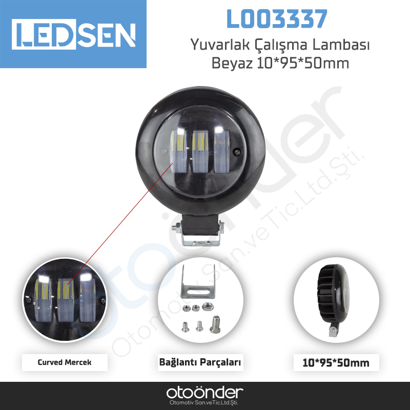 Yuvarlak Çalışma Lambası Beyaz 10*95*50mm