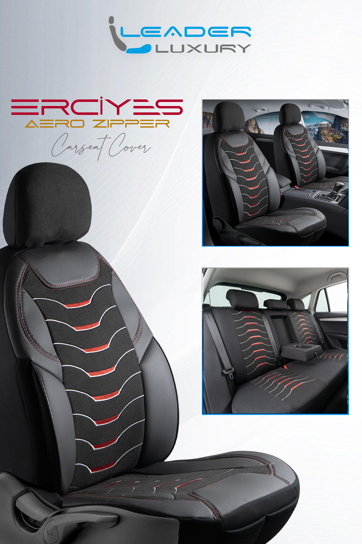 ERCİYES KETEN OTO KILIFI FERMUARLI. DARK SİYAH