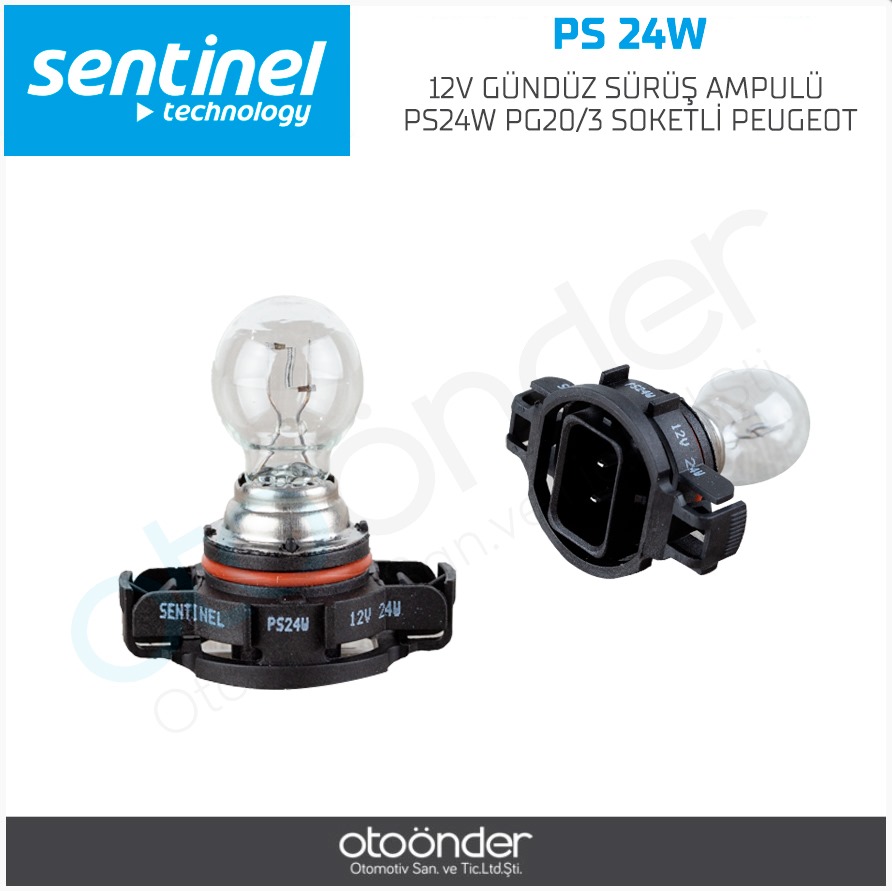 12V GÜNDÜZ SÜRÜŞ AMPULÜ PS24W PG20/3 SOKETLİ ,PEUGEOT