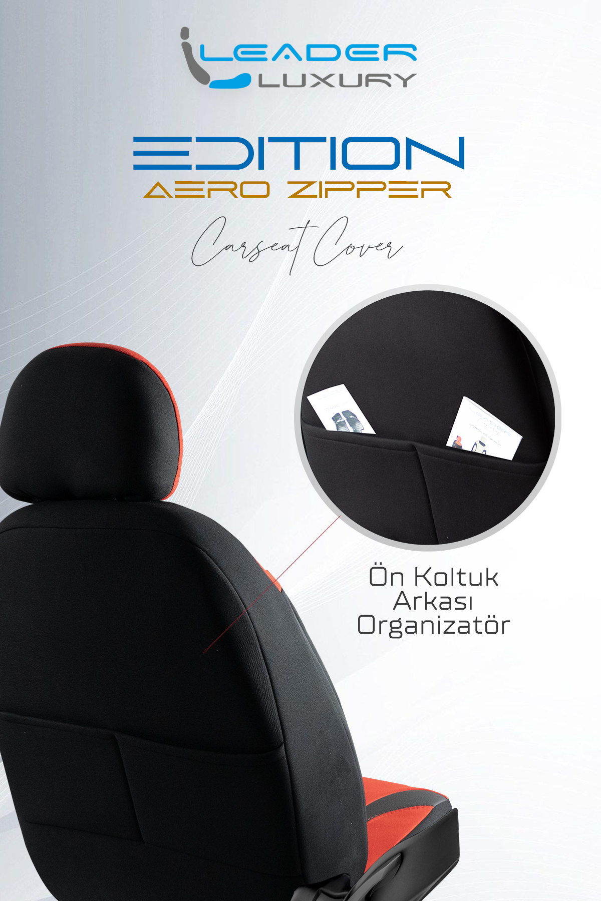 EDİTİON TAY TÜYÜ OTO KILIFI FERMUARLI. KIRMIZI