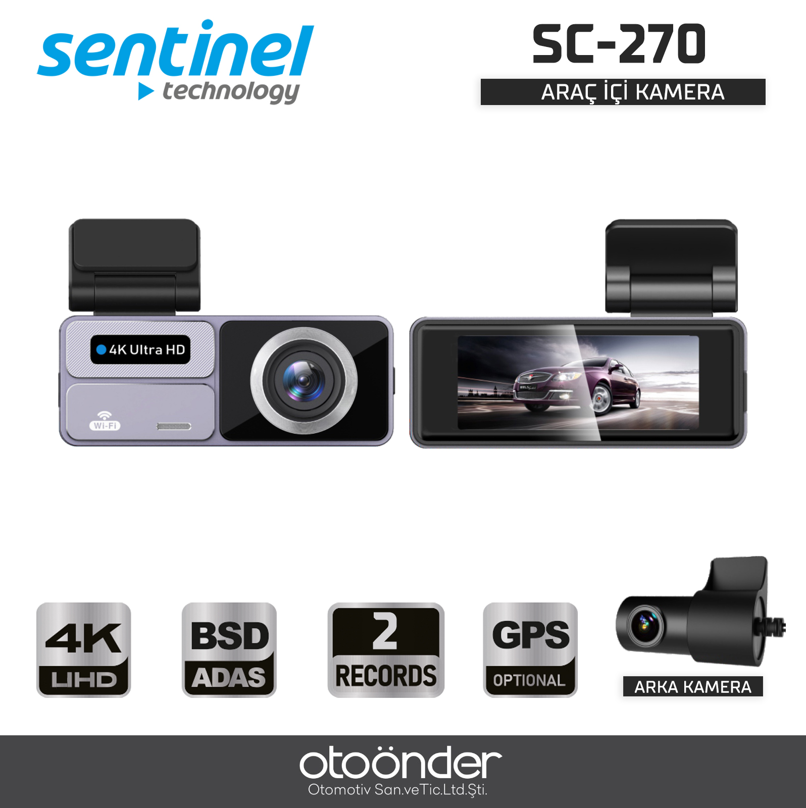 KAYIT CİHAZI 4K 3.2" DOKUNMATİK EKRAN 2 KAMERALI