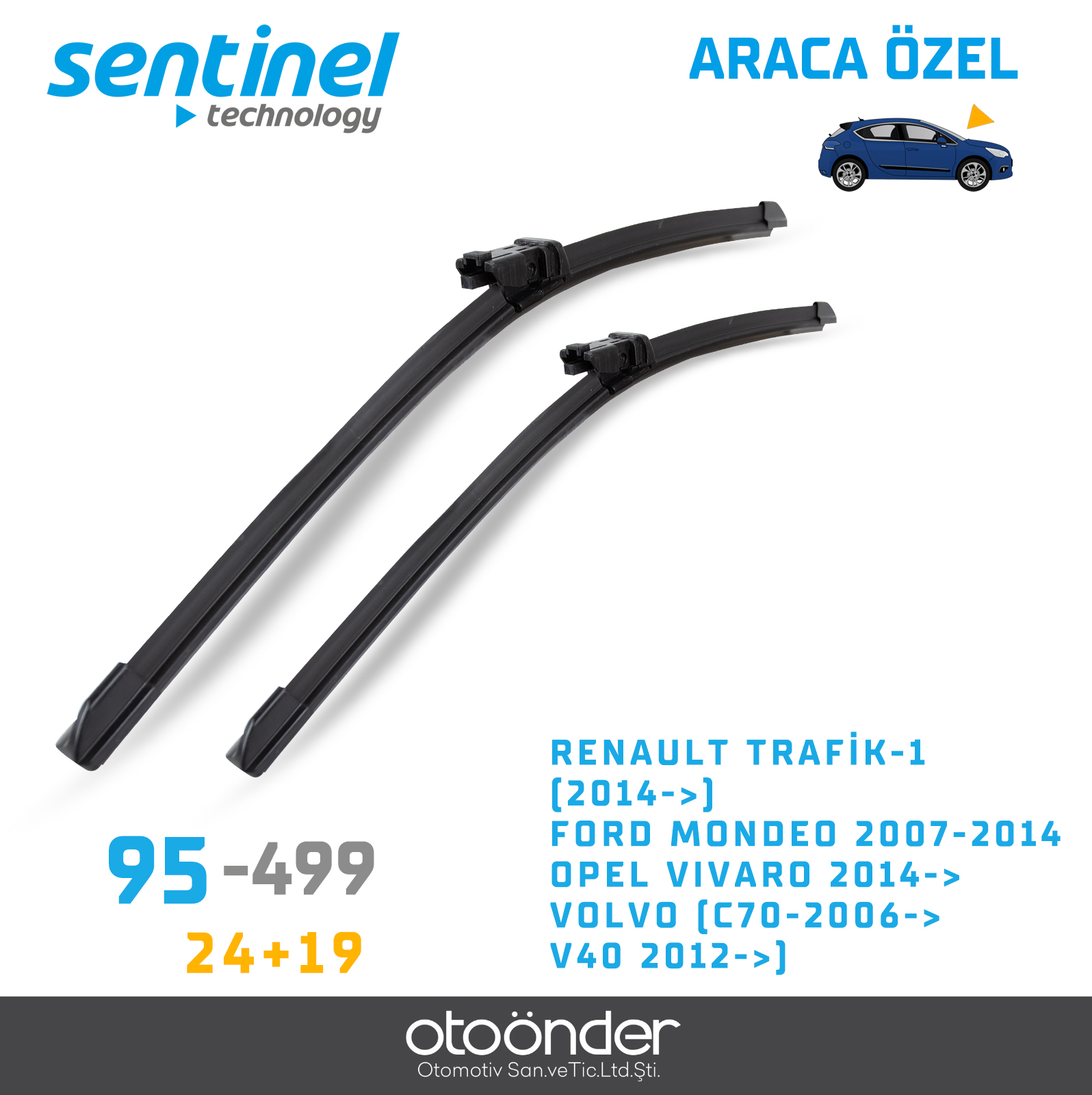 SÜPÜRGE TK ÖN RENAULT TRAFİK-1 (2014->),, 26"+19"FORD MONDEO 2007-2014, OPEL VIVARO 2014->, VOLVO (C70-2006->,,V40 2012->),, 26"+19"