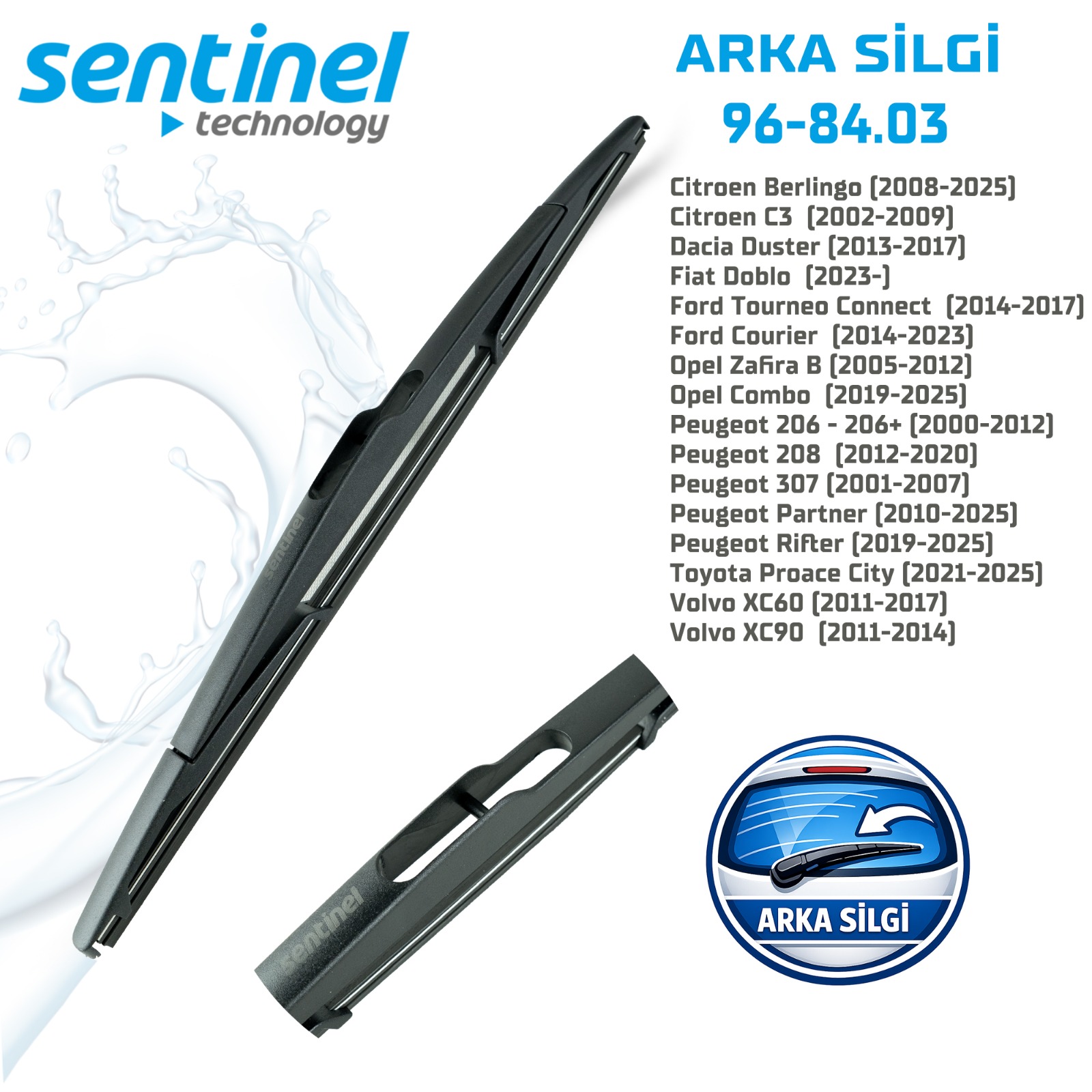 Arka Silgi Peugeot Partner RİFTER 208,307 Berlingo. Duster,Doblo (2023-) Connect Courier