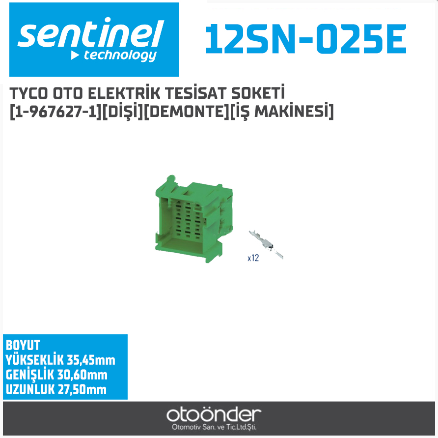 TYCO OTO ELEKTRİK TESİSAT SOKETİ [1-967627-1]. [DİŞİ][DEMONTE][İŞ MAKİNESİ]