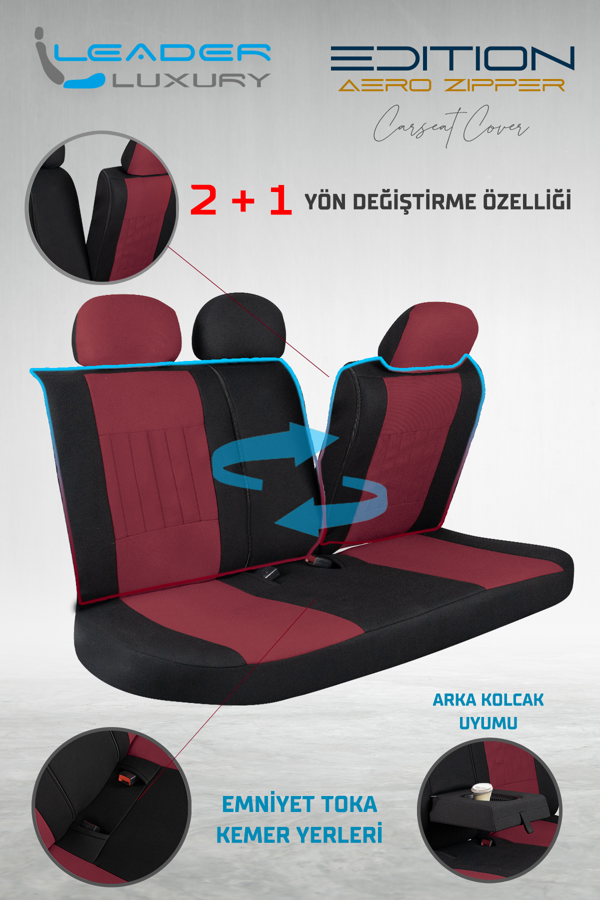 EDİTİON TAY TÜYÜ OTO KILIFI FERMUARLI. BORDO