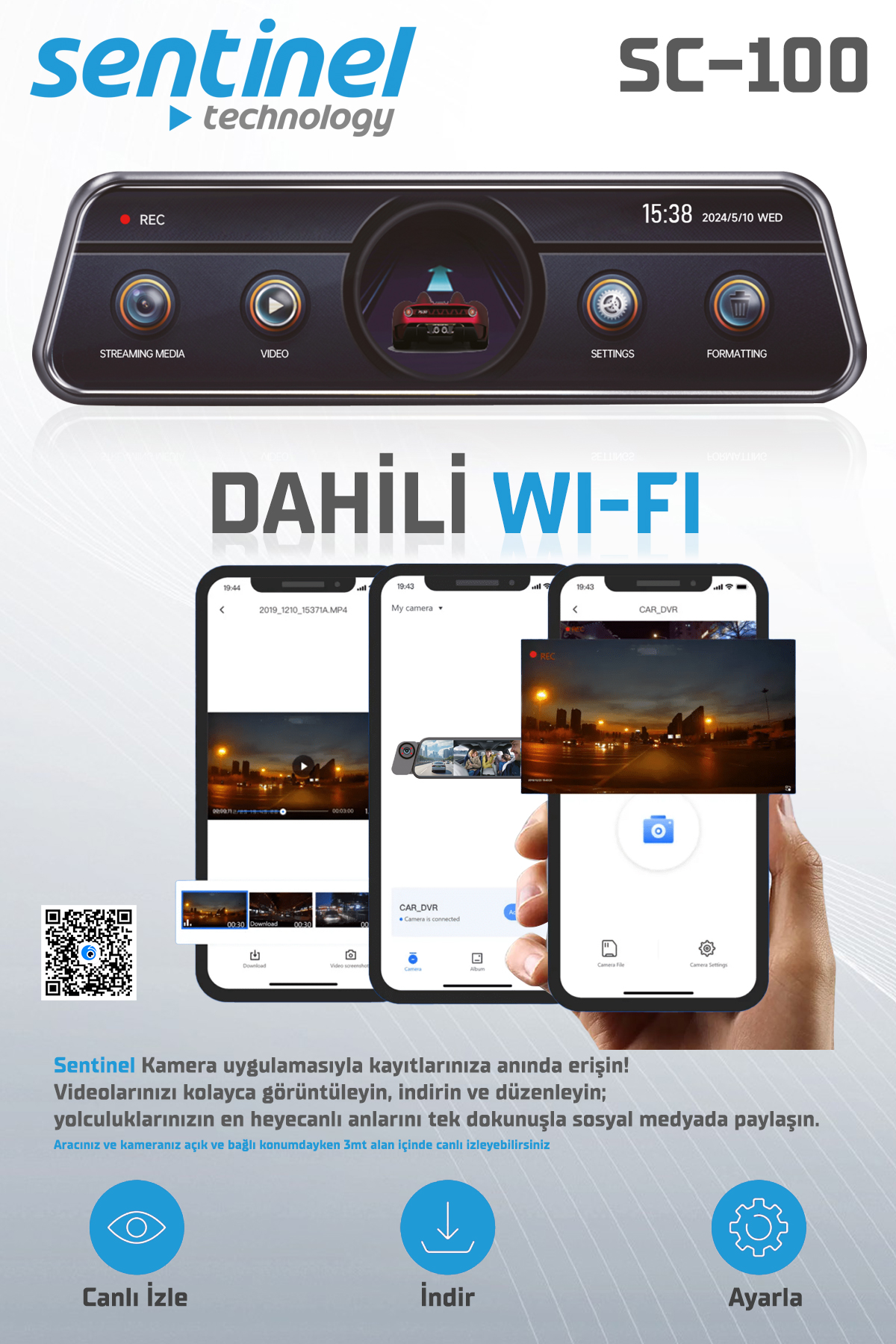 KAYIT CİHAZI 2K  2 KAMERALI 10" DİKİZ AYNA