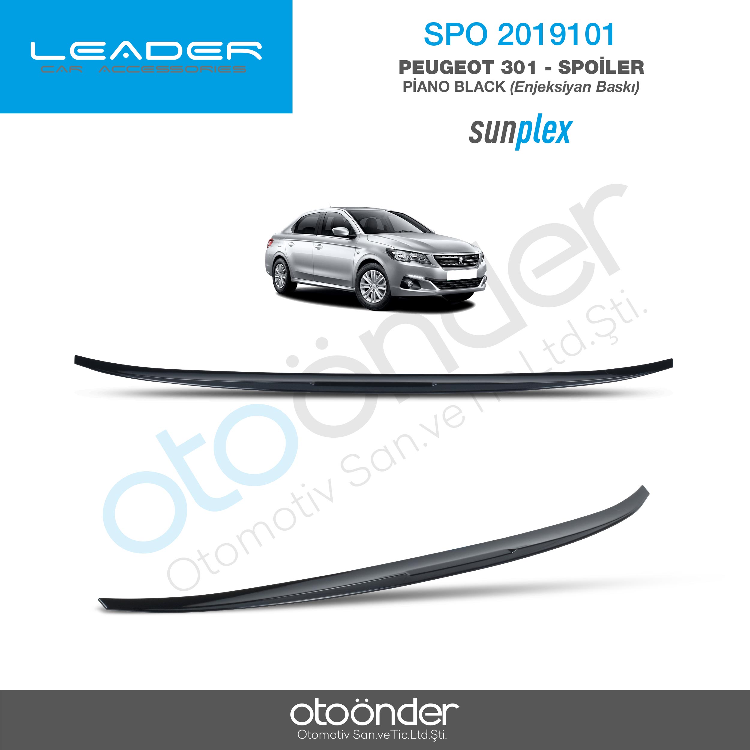 PEUGEOT 301 2012-2021 SPOİLER PİANO BLACK(ENJEKSİYON BASKI)