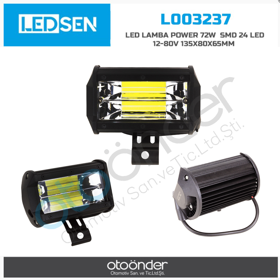 LED LAMBA POWER SMD 24 LED 72W 12-80V 135X80X65mmDİKDÖRTGEN