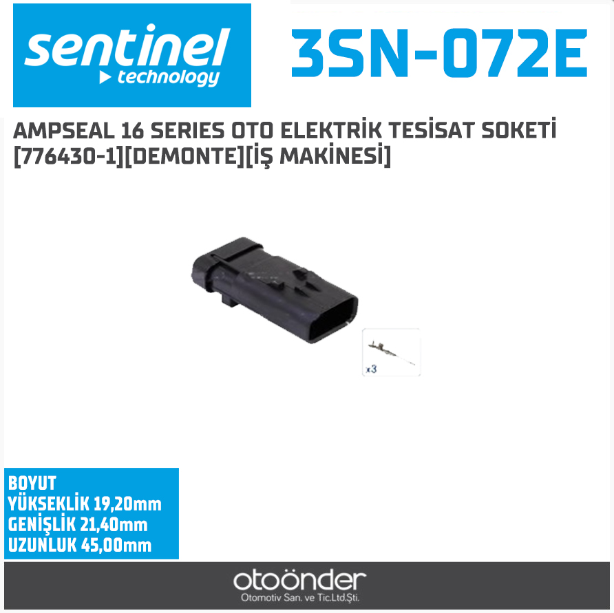 AMPSEAL 16 SERIES OTO ELEKTRİK TESİSAT SOKETİ [776430-1][DEMONTE][İŞ MAKİNESİ]