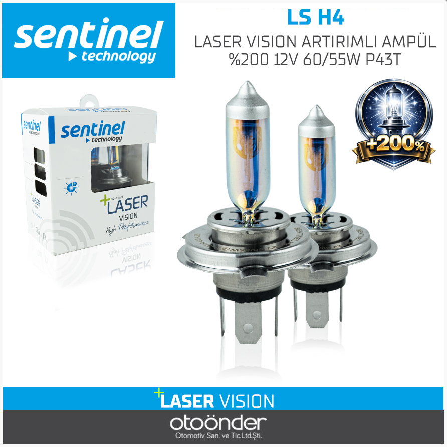 LASER VISION ARTIRIMLI AMPÜL %200 12V 60/55W P43T