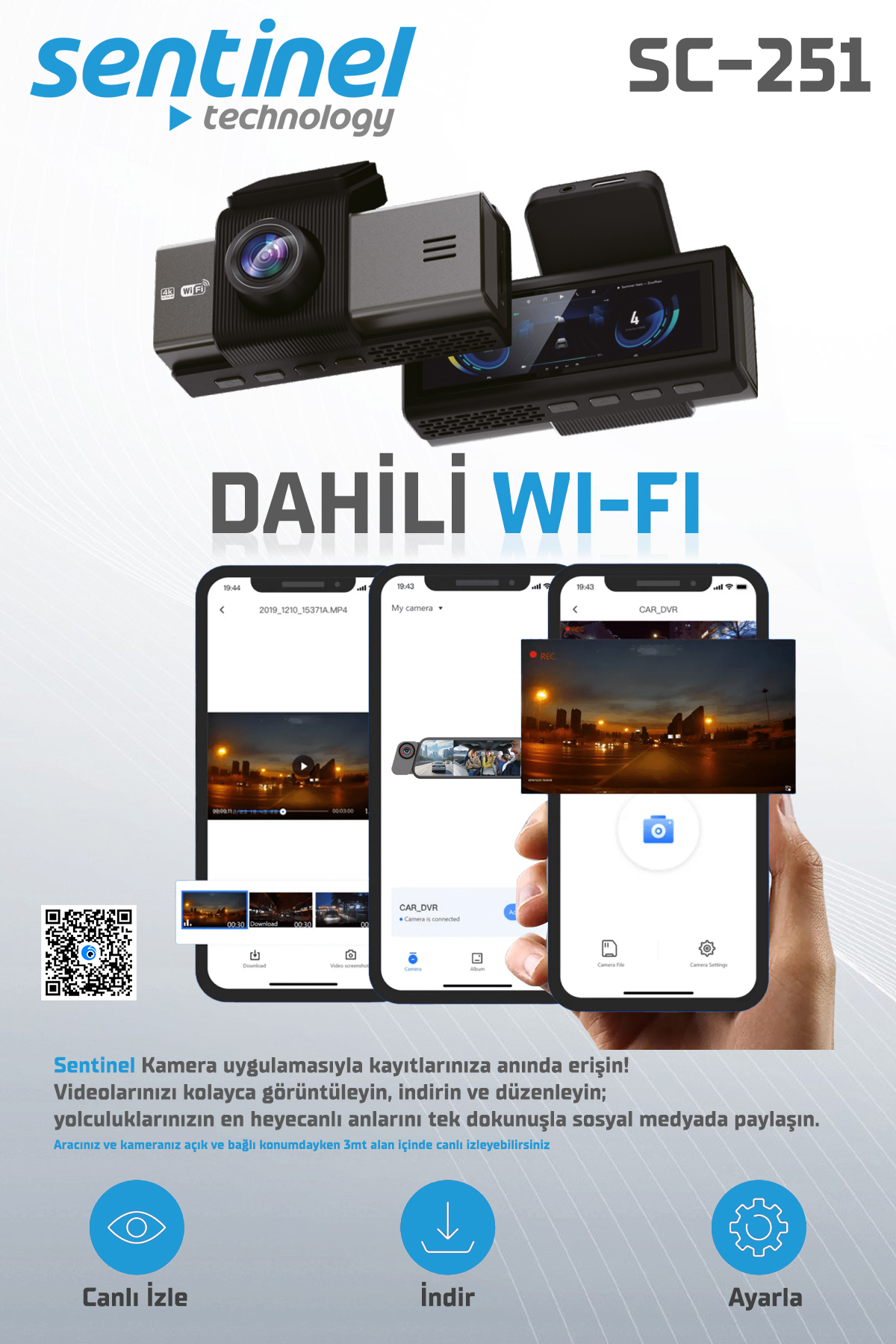 KAYIT CİHAZI 4K 3.2" EKRAN 2 KAMERALI