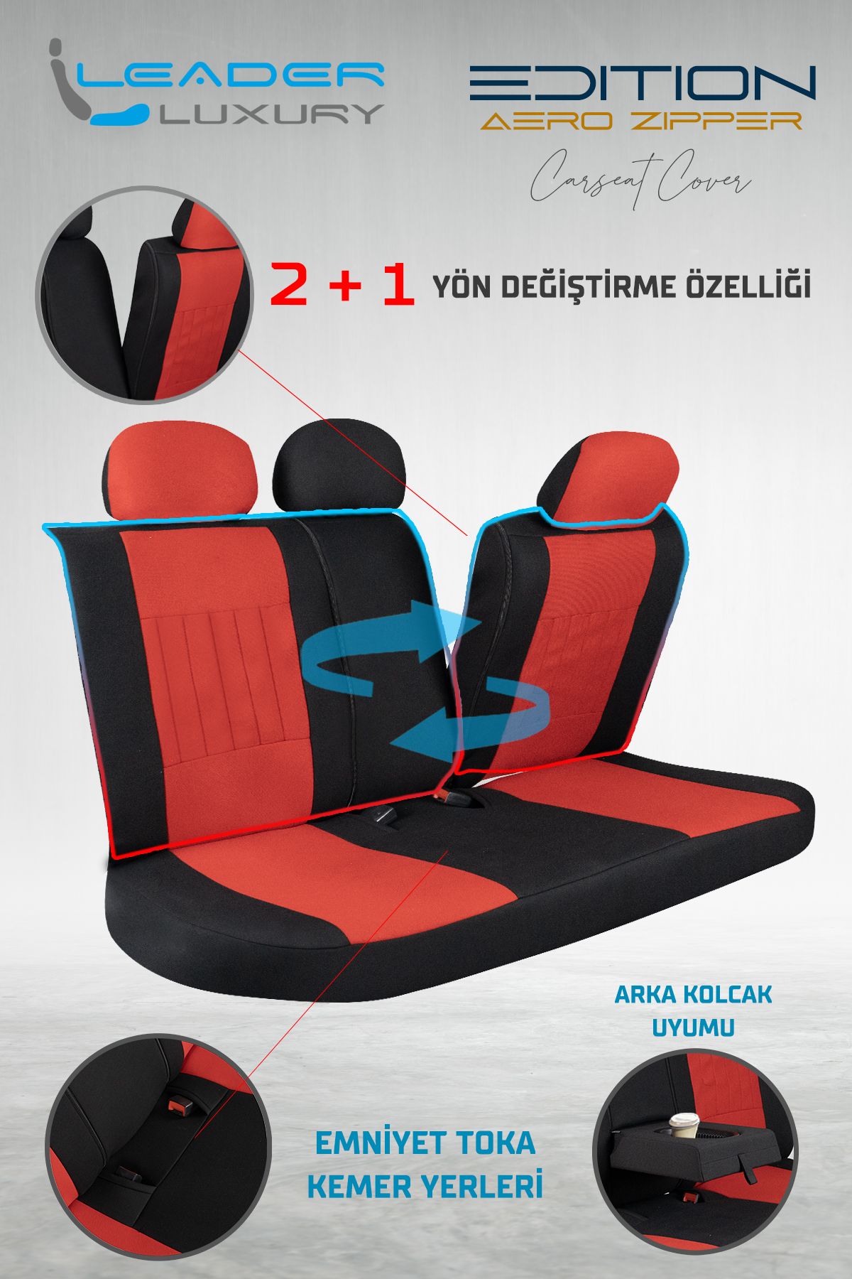 EDİTİON TAY TÜYÜ OTO KILIFI FERMUARLI. KIRMIZI